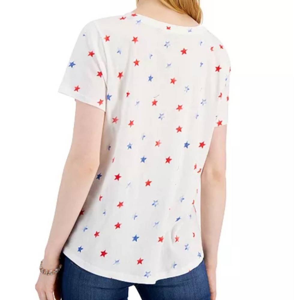Style & Co. Nwot. Women’s cotton printed v-neck tshirt. Size PL - Picture 3 of 17